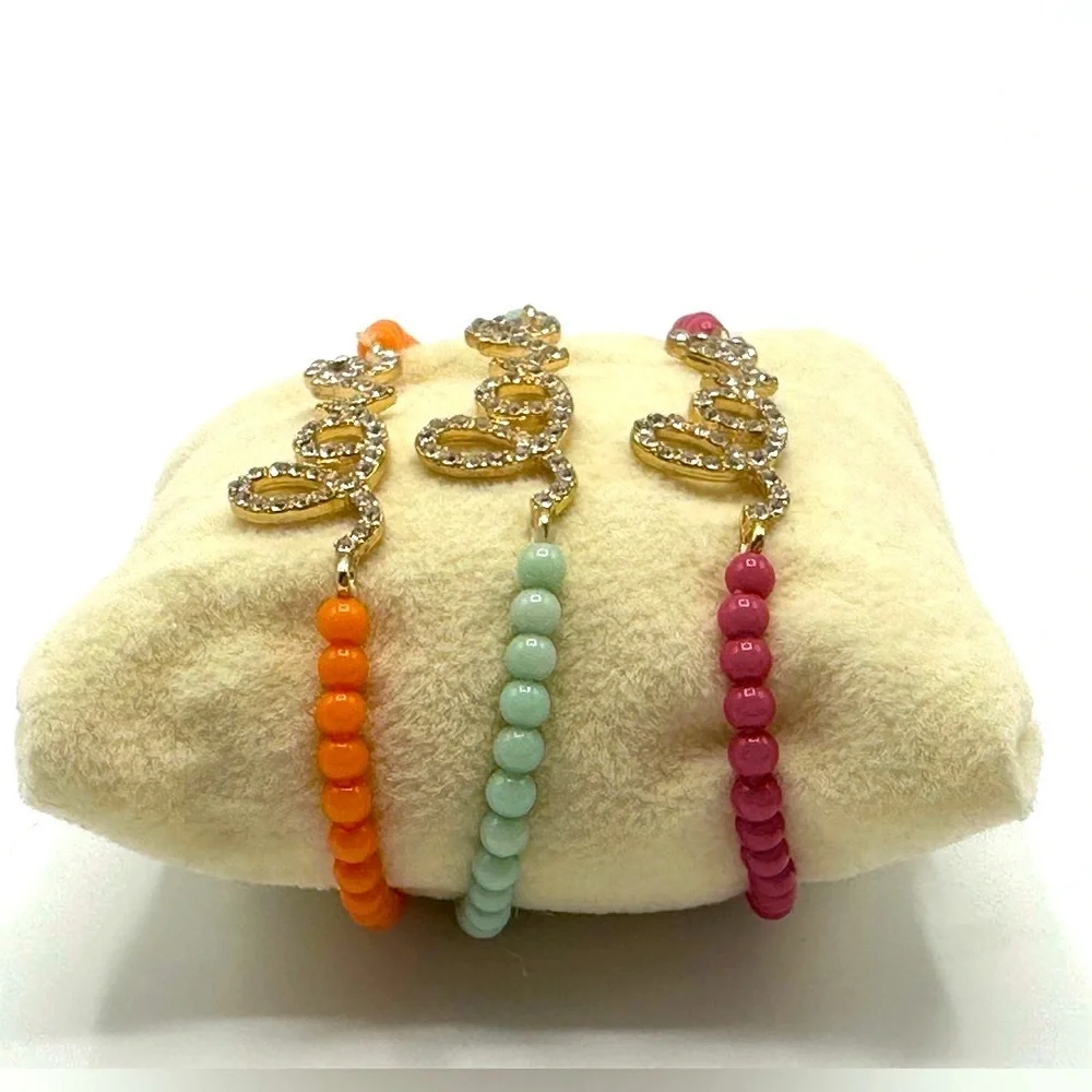 Love‎ Dainty Bead Stretch Bracelet Trio